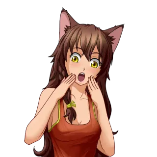 🙀 anime, garota, orelhas de gato, surpresa telegram sticker
