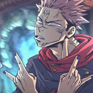 🤟 Ryomen Sukuna Jujutsu Kaisen Anime, Personaje, Gesto, Sukuna, Dedo corazón telegram sticker