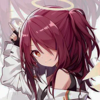 ❤️ anime, girl, halo, red hair, pointing, kawaii telegram sticker