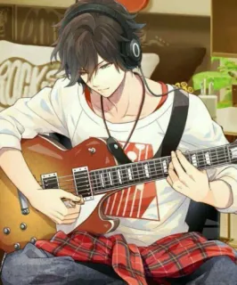 🎸 gitar, musik, anime, headphone, rock telegram sticker