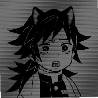 🌊 Giyu Tomioka Demon Slayer Аниме, Манга, Клинок, рассекающий демонов, Гию Томиока, Кошачьи ушки telegram sticker