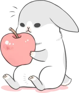 🍅 królik, królik, jabłko, słodki, zwierzę, kawaii, naklejka telegram sticker