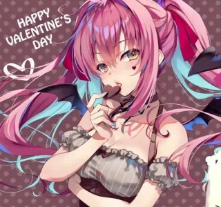 💕 HAPPY VALENTINE'S DAY hari valentine, gadis anime, hati, imut, rambut merah muda, cokelat telegram sticker
