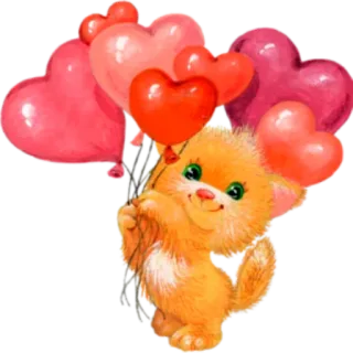 🎈 gato, corazón, globos, lindo, animal, amor telegram sticker