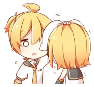💭 Rin and Len Kagamine Vocaloid Anime, Chibi, Vocaloid, Rin Kagamine, Len Kagamine, Seni digital telegram sticker