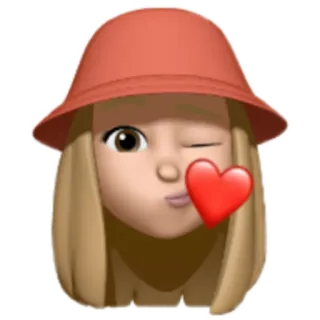 😘 Эмодзи, Женщина, Шляпа, Сердце, Подмигивание telegram sticker