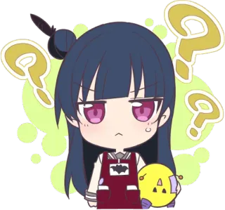 🤔 Anime, Dziewczyna, Słodkie, Znaki zapytania, Wyraz telegram sticker