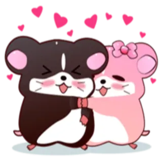 👥 hamster, love, cute, cartoon, animals, kawaii, hearts telegram sticker
