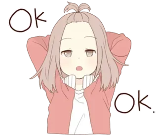 😶 ok ok ok, süß, Mädchen, Aufkleber, Chibi whatsapp sticker
