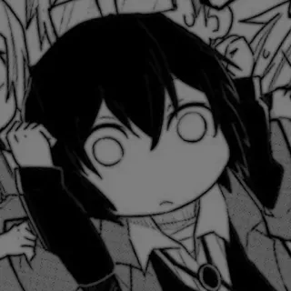 🕷️ Anime, Manga, Kreskówka, Postać, Czarno-białe, Wyraz whatsapp sticker