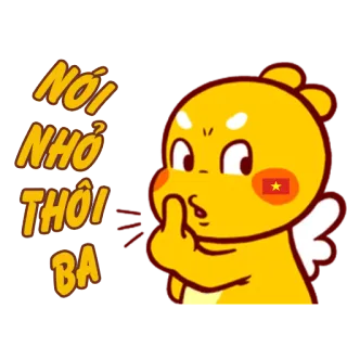 😚 NÓI NHỎ THÔI BA desenho animado, fofo, vietname, bandeira, dedo, gesto whatsapp sticker