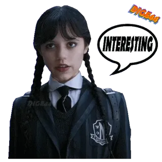 🤔 Wednesday Addams Wednesday INTERESTING Wandinha Addams, Interessante, Jenna Ortega, Netflix, Série TV, Gótico, Estudante, Uniforme escolar telegram sticker