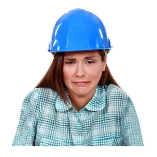 😱 crying, woman, construction, hard hat, blue telegram sticker