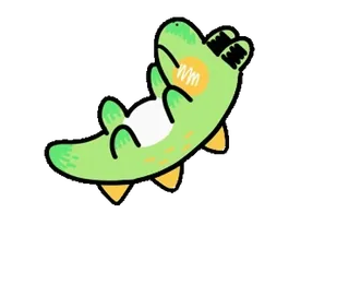 🙂 Dibujos animados, Lindo, Animal, Reptil, Verde, Lagarto, Feliz whatsapp sticker
