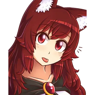 😛 anime, katmeisje, manga, cartoon, rood haar, schattig, kawaii telegram sticker