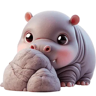 🥺 ippopotamo, animale, carino, cartone animato, kawaii whatsapp sticker