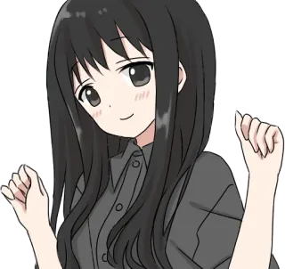 ❣️ Garota anime, Desenho animado, Fofo, Sorriso, Cabelo preto, Cabelo comprido, Personagem whatsapp sticker