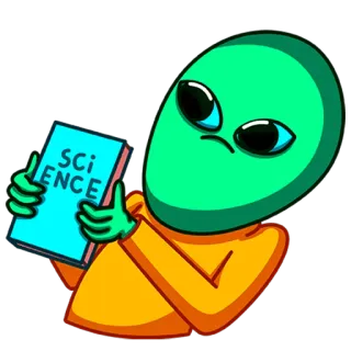 🤓 SCIENCE alien, science, book, reading whatsapp sticker