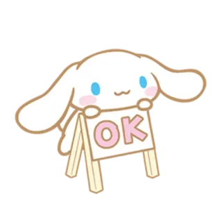 😉 OK cinnamoroll, sanrio, cute, bunny, okay telegram sticker