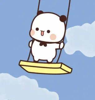 🤍 귀여운, 판다, 그네, 만화, 카와이, 사랑스러운, 동물 telegram sticker