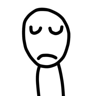 😔 monigote, triste, dibujos animados, minimalista, simple, personaje, blanco telegram sticker