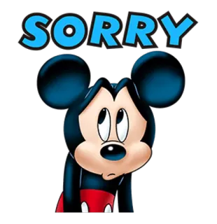 😓 Mickey Mouse SORRY Cartone animato, Scuse, Mi dispiace, Mickey, Topo, Carino telegram sticker