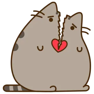 💔 Pusheen แมว, Pusheen, ความรัก, อกหัก, เศร้า, หัวใจสลาย, การ์ตูน telegram sticker