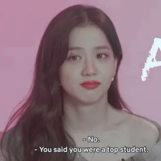 🥟 No. You said you were a top student. mujer, hablando, estudiante, entrevista whatsapp sticker