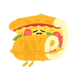 😞 sandwich, kartun, makanan, lucu, karakter, sedih, peluk whatsapp sticker