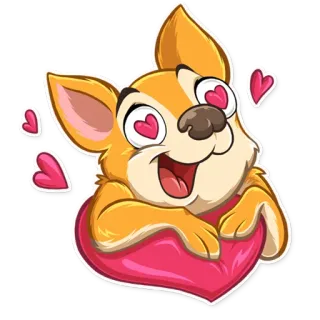 😍 chien, coeur, amour, mignon, dessin animé, animal, animal de compagnie, chiot whatsapp sticker