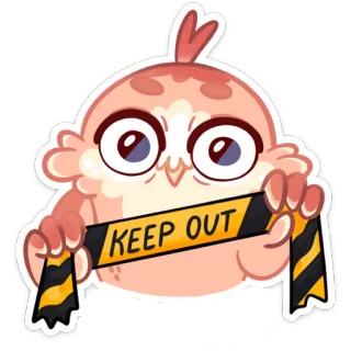 😳 KEEP OUT сова, птица, предупреждение, осторожно, не входить, животное, знак telegram sticker