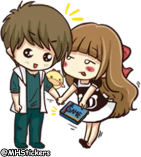 🎮 pareja, dibujos animados, anime, amor, kawaii whatsapp sticker