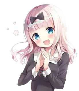 😊 Chika Fujiwara Kaguya-sama: Love Is War 애니, 후지와라 치카, 카구야 님은 고백받고 싶어, 귀여운, 카와이 telegram sticker