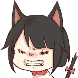 😡 いい Katzenmädchen, Anime, Manga, Wütend, Niedlich, Kawaii, Japanisch, Illustration whatsapp sticker