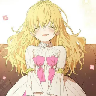 💫 Anime, chica, sonrisa, pelo rubio, linda, dibujos animados telegram sticker