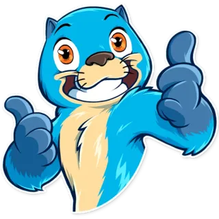 👍 Otter, Daumen hoch, niedlich, Cartoon, Tier, Säugetier, positiv, Zustimmung telegram sticker
