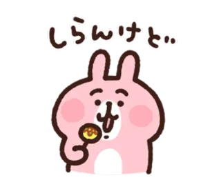 😧 しらんけど。。 lucu, kawaii, kelinci, merah muda, jepang, teks, menggemaskan, kelinci kecil telegram sticker