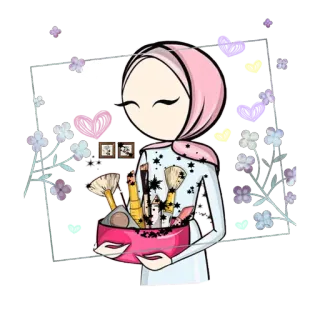 💗 hijab, makeup, beauty, woman, fashion, muslim, cosmetics telegram sticker