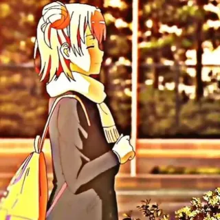 🖇 Anime, Personage, Meisje, Sjaal, Buiten telegram sticker