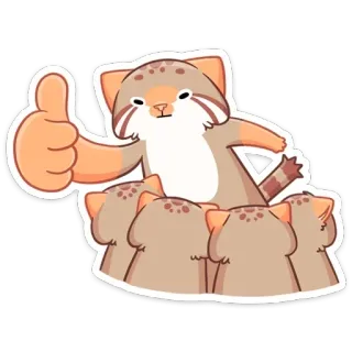 👍 chat, chat de Pallas, pouce en l'air, mignon, animal, autocollant telegram sticker