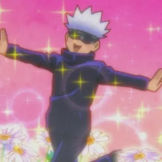 🥳 Gojo Satoru Jujutsu Kaisen Anime, Gojo Satoru, Jujutsu Kaisen, Süß, Glitzernd, Blumen telegram sticker