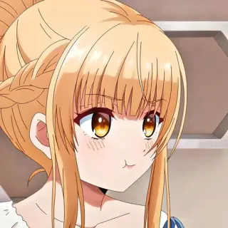 😤 anime, cô gái, dễ thương, tóc vàng, hoạt hình telegram sticker