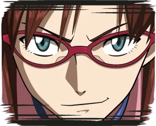 😏 Misato Katsuragi Neon Genesis Evangelion anime, wanita, kacamata, serius, acara TV telegram sticker
