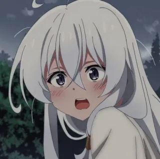 😦 动漫, 女孩, 白发, 脸红, 可爱, 卡通, 漫画 telegram sticker