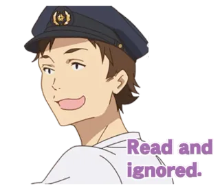 ✔️ Read and ignored. Аниме, Мем, Читать, Игнор, Выражение, Персонаж telegram sticker