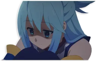 ☹ Aqua Konosuba Anime, Aqua, Konosuba, triste, capelli blu, personaggio femminile whatsapp sticker