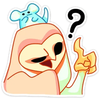 ❓ desenho animado, coruja, rato, pergunta, adesivo telegram sticker