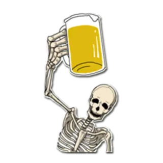 🍺 scheletro, birra, bevanda, alcol, salute, festa, celebrazione telegram sticker