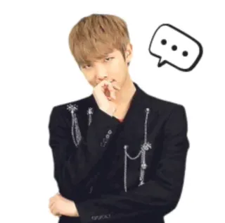 😐 person, man, jacket, thinking, speech bubble, k-pop telegram sticker