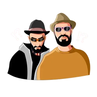 🙄 men, hats, sunglasses, facial hair, illustrations, beards, characters telegram sticker